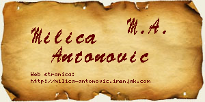 Milica Antonović vizit kartica